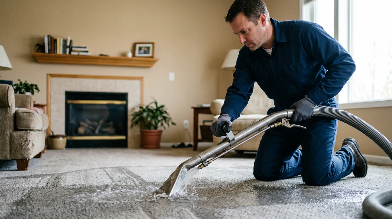 Water damage restoration technician working near Tumbling Shoals, AR
